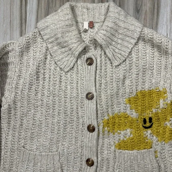 Anthropologie Beige and Yellow Knit Cardigan - Picture 6 of 10